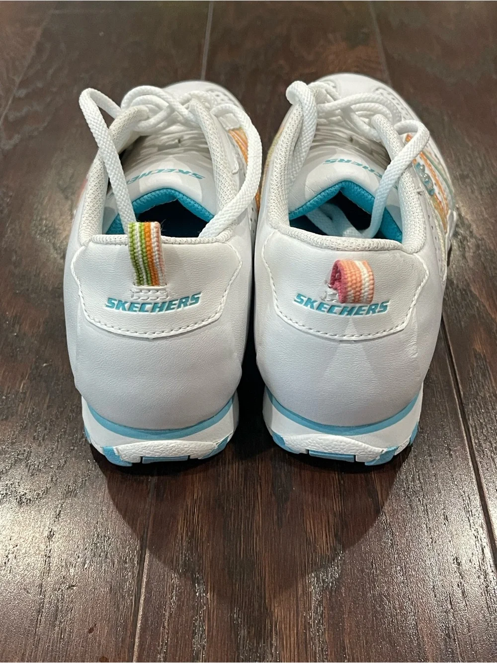 Skechers Bikers Women White Shoes Sneakers Bungee Glitter  Size 8